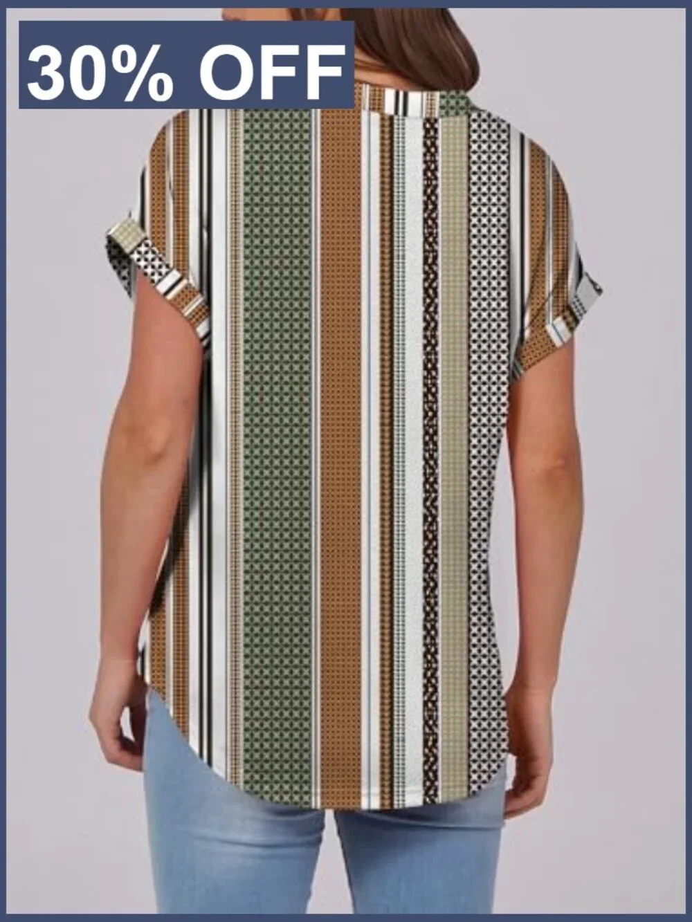 Short Sleeve Henley Tee V Neck Blouse Casual Loose Fit Summer Top - Picture 5 of 7